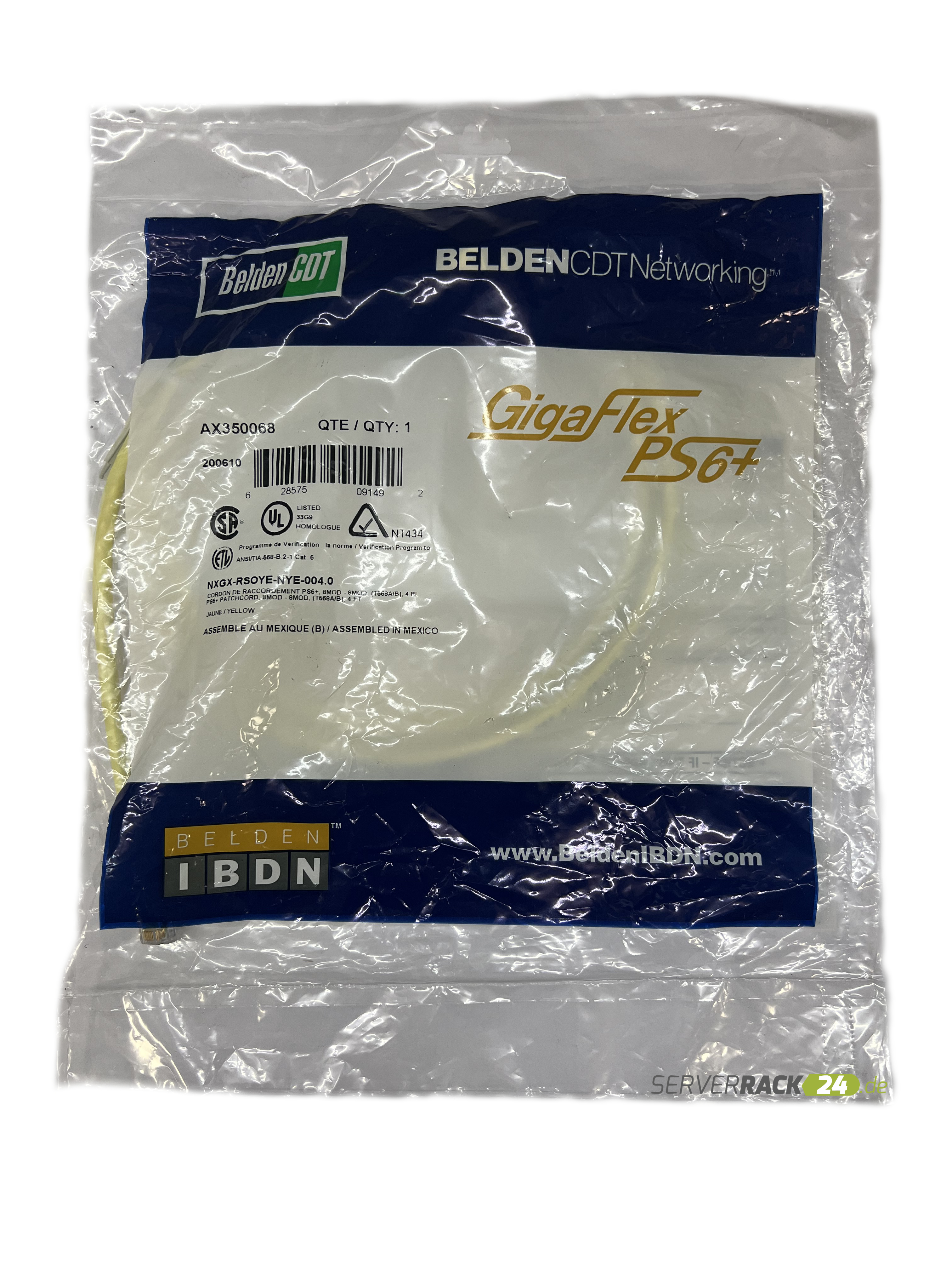1,2m hellgelb Cat. 6 UTP Patchkabel Netzwerkkabel rund Belden IBDN GigaFlex PS6+ (NEU & OVP)
