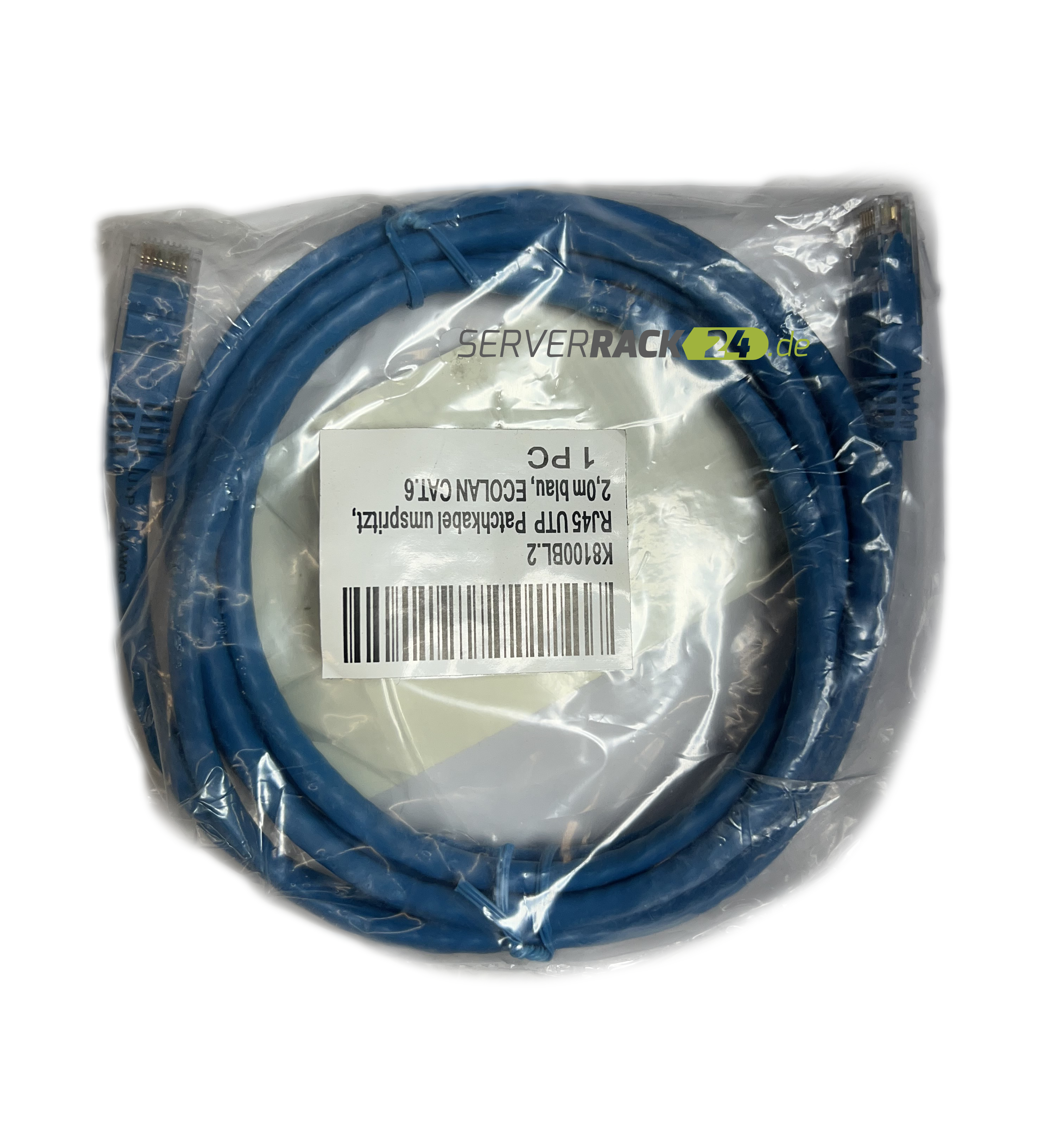 Ecolan Cat. 6 UTP Patchkabel Netzwerkkabel rund 2m blau (NEU & OVP)