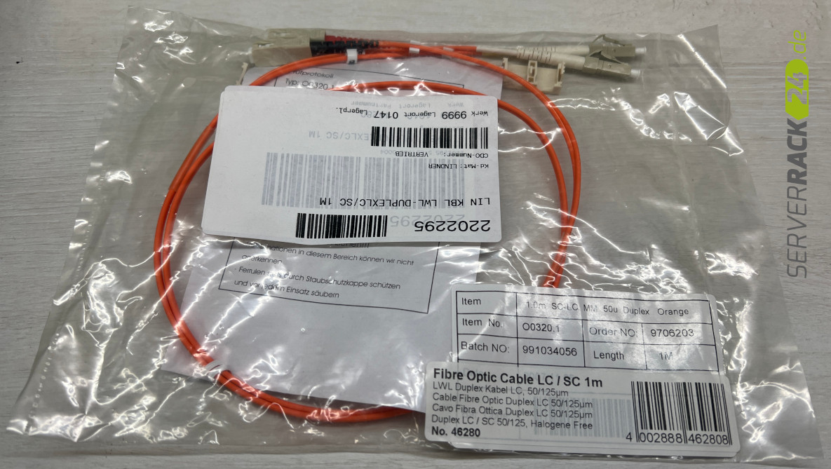 1m orange beige LWL LC / SC Jumper Patchkabel Netzwerkkabel Multimode Duplex 50/125µ (NEU & OVP)